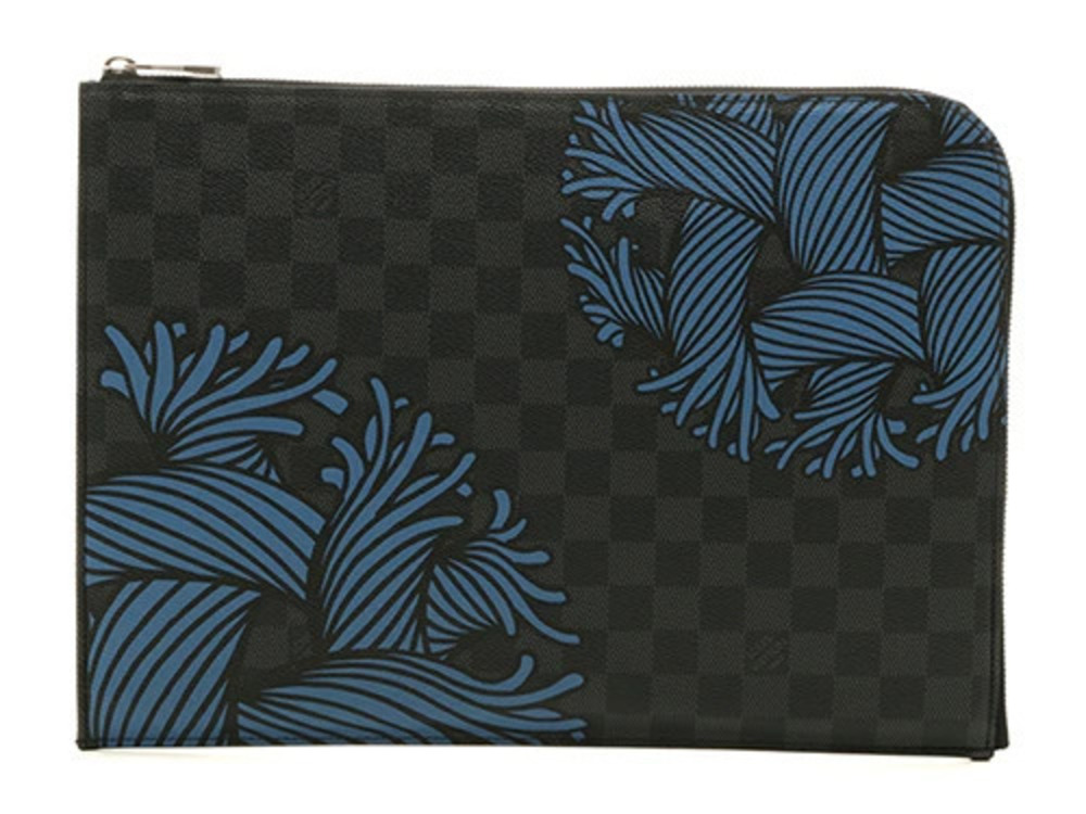 LOUIS VUITTON Pochette Jour Clutch Bag Damier Graphite Black Christopher Nemeth